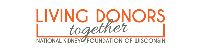 Living Donors Together of Wisconsin's orange and gray logo